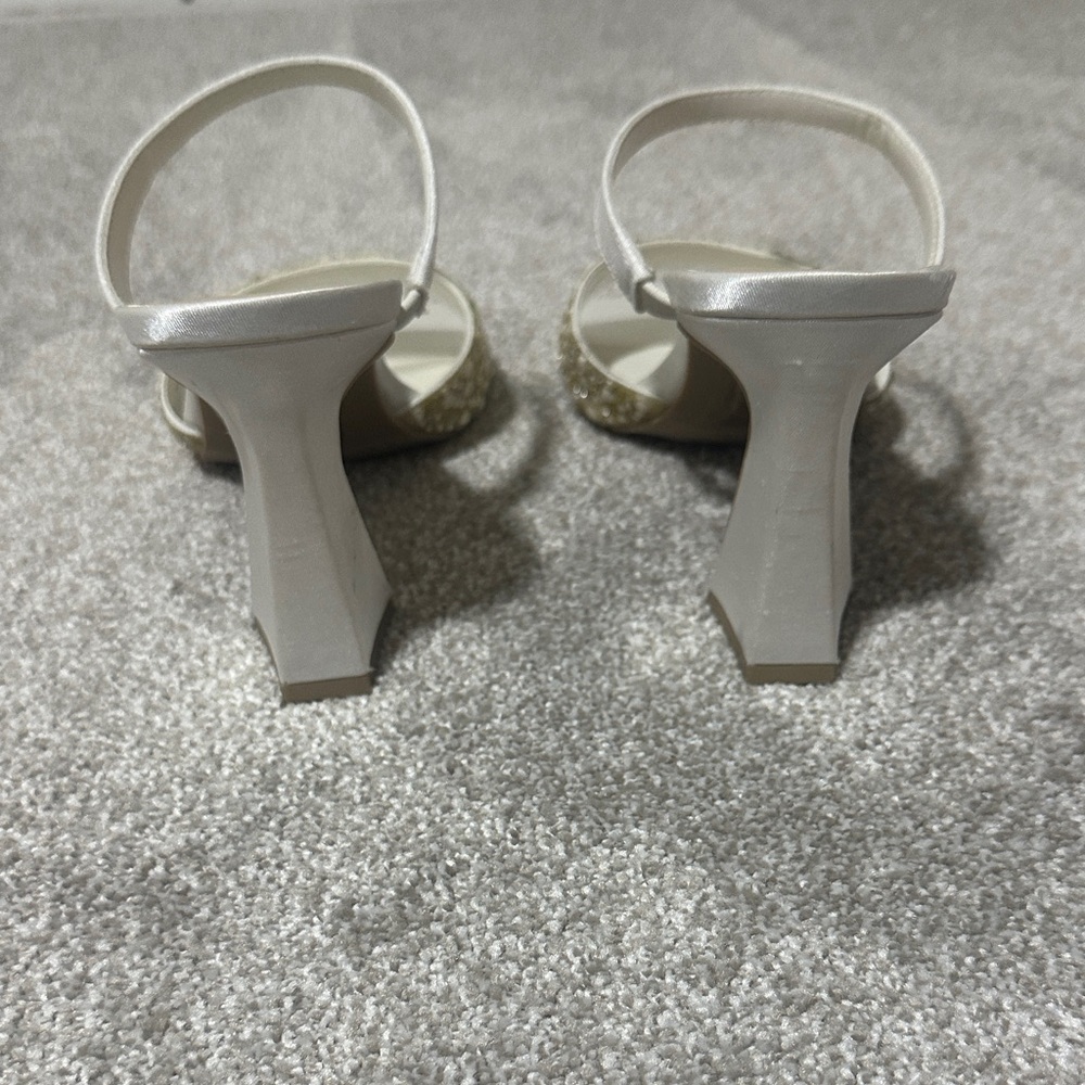 Dolce Vita Pearl Embellished White and Gold Heels - Picture 3 of 5